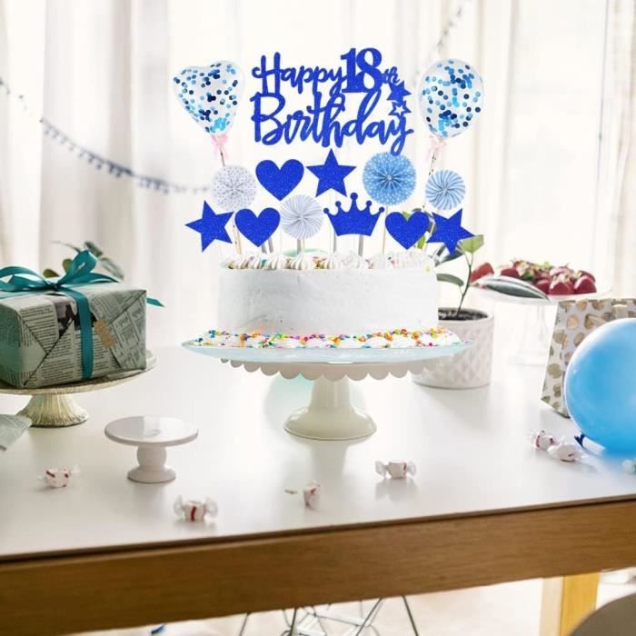 Decoration de gateau anniversaire 10 ans fille, paillettes cake topper  happy 10th birthday doré, gateau ballons confettis coe[234] - Cdiscount  Maison