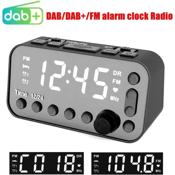 Radio-Réveil CR50DAB – DAB+ FM, Double Alarme, Affichage LCD, Fonctions Sleep/Snooze/Nap, Qualité Microsoft