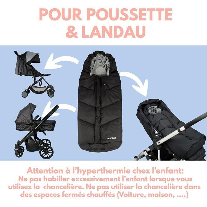 Chancelière Universelle - Pour Poussette ou Landau - 90x34 - Zwart