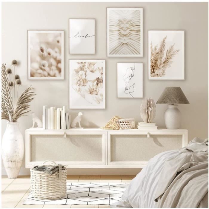 GLWDME Ensemble De Peintures Murales Style Bohème Beige Et