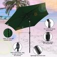 Parasol inclinable 2.70 x 2.45m Protection UV 30+ Vert - LOSPITCH - Pied central - Manuel - Pliant-3