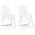 Chaises inclinables de jardin 2 pcs lit- Pwshymi - Simplicitate - Blanc - Plastique - 60 x 61 x 109 cm-3