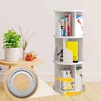Bibliothèque Tournante 360° à 4 Niveaux – Dimensions 40x40x97 Cm – En MDF Blanc – Capacité 10 Kg Par étagère – Pour Enfant, Salon, Bureau