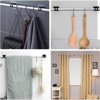 Crochets Rideau Autocollants BANJILI - Lot De 10 - Sans Percage - Pour Tringles Et Objets Légers
