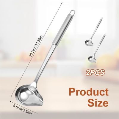 2 Cuillères à Sauce Inox 30cm Avec Bec Verseur - Louches Cuisine Précises
