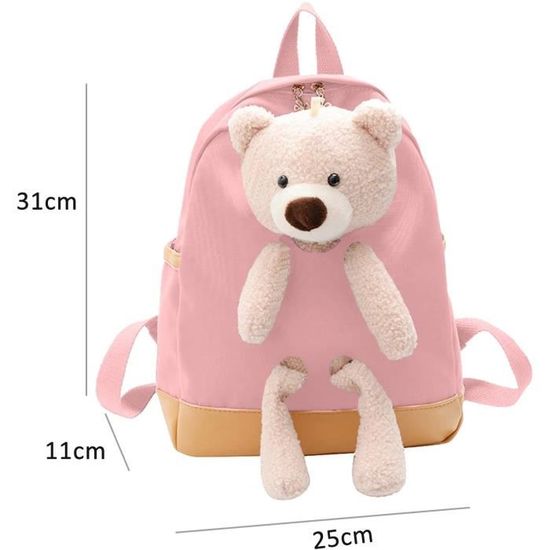 Joli sac à dos pour petite fille, mini sac à dos pour bébé fille de 2 à 6  ans, petit sac à dos en peluche avec jouet pour poupée (rose), rose, Petit 