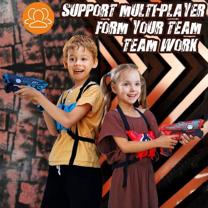 VATOS Jeu de Pistolets Laser, Mini Laser Tag Infrarouge pour Enfants avec Badges (4 Packs), Jeu Laser 4 Joueurs intérieur extérieur,Activité de Groupe Jouet pour 4+ Ans garçons et Filles | Votre