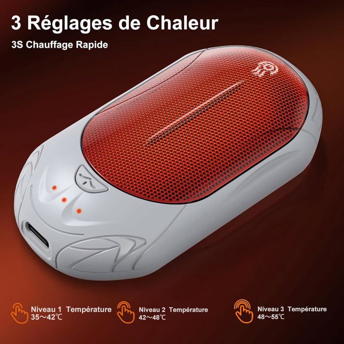 Chauffe-mains électrique Portable – 3 Niveaux De Chaleur, Parfait Pour L'extérieur, Bureau, Maison !
