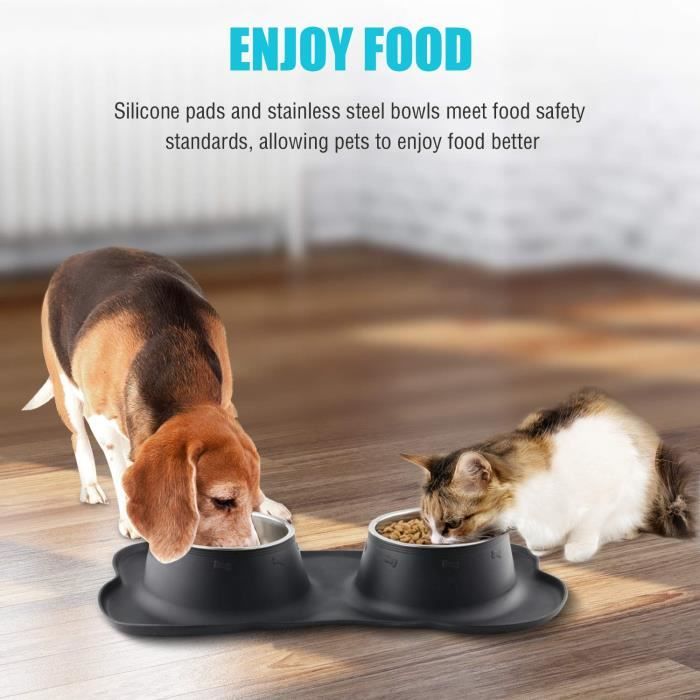 Lot De 2 Gamelles Pour Chat En Acier Inoxydable 304 Et Silicone - Avec Ventouse Antidérapante, Couleur Vert Morandi