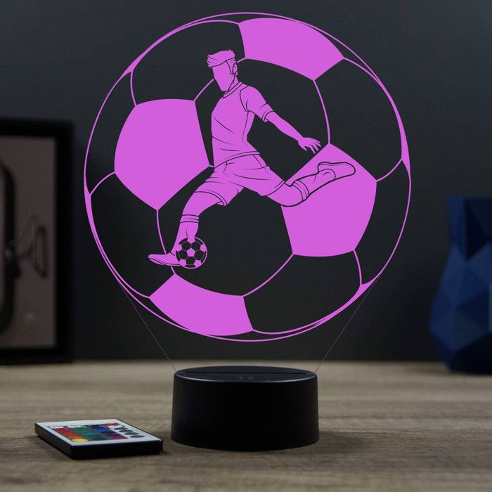 Lanterne Extérieur Intérieur Lanterne Verre Givré Footballeur - Allumage Auto Nuit, Lumière Colorée - Décoration Jardin/Intérieur Lampe Jardin Détection Automatique