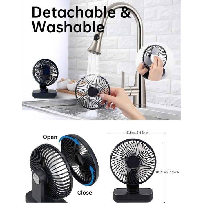 Ventilateur De Bureau Silencieux CATGIFF - 3 Vitesses, Batterie 2000mAh, Rotation 180°, Portable Et Pliable, USB
