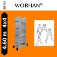 WORHAN® 4.6m Échelle Aluminium Multifonction Polyvalente Escabeau Échafaudage Multi-usage ALU Modulable Pliable KS4.6-0