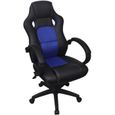 Chaise De Bureau Gamer Noir Et Bleu Fauteuil En Similicuir