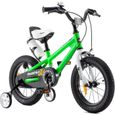 Vélo enfant BMX ROYALBABY Freestyle Vert 18 pouces - Roues d'entraînement et bouteille d'eau offertes-0