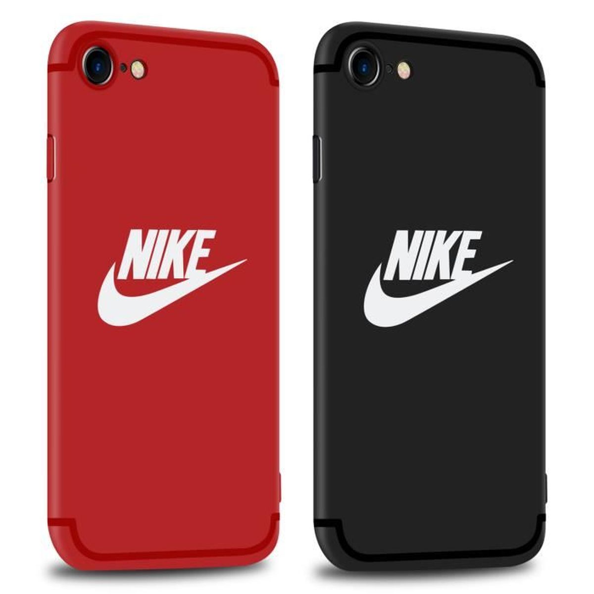 2PCS Nike Logo Coque iPhone 7/8 - Coque Silicone - Coque - Noir et Rouge - Cdiscount Téléphonie