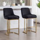 WAHSON OFFICE CHAIRS Wahson Chaise de Bar en Velours Chaise Bar Pied Doré Tabouret Bar Lot de 2, Tabouret de Bar avec Coussin Épais, Noir