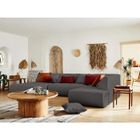 LISA DESIGN Onyx - canapé modulable panoramique d'angle droit 7 places - en tissu - Gris foncé