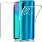 NEW&TECK Coque Huawei P30 Lite + Verre Trempé Protection écran - Housse Etui en Transparent Silicone TPU Souple Bumper