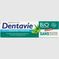 Dentavie Dentifrice Haleine Fraîche Menthe et Eucalyptus Bio 75ml