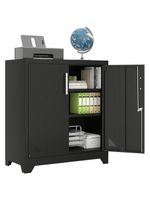 DWVO Caisson de bureau rangement bureau avec 2 étagères réglables armoire de bureau en acier 80 x 40 x 90 cm Noir