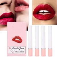 VIBELY 3g*4pcs Kit de Rouge à Lèvres de Tube de Fumée Mat Hydratant Longue Durée pour Femme