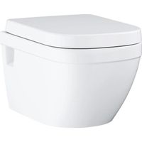 GROHE Pack WC suspendu Euro Ceramic 39703000 -Abattant frein de chute-Volume de chasse 3/5L-Sans bride-Porcelaine vitrifiée-Blanc