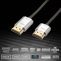 LINDY Câble HDMI 2.0 CROMO Slim High Speed 3 Mètres avec Ethernet,Design Slimline,4k60Hz 10.2G 3D 1080p HDCP 2.2 Arc CEC Testé AT