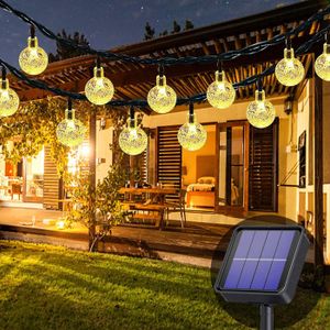 GUIRLANDE D'EXTÉRIEUR Guirlande lumineuse solaire pour extérieur 50 LED 8 modes boules de cristal étanche pour extérieur/intérieur jardin balcon a[m336]