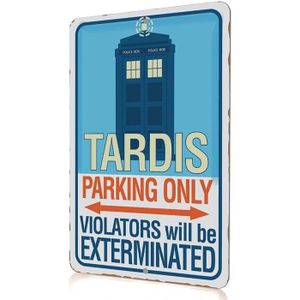 OBJET DÉCORATION MURALE Signe en métal Tardis Parking Only - Doctor Who - 