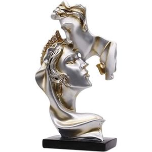 GJXY Embrasser Statues Couple pour lengagement de Mariage Anniversaire D/écoration dint/érieur Art Abstrait Sculptures Amoureux romantiques Figurines R/ésine Champagne,A
