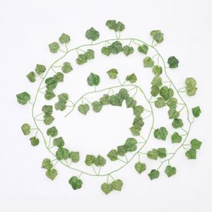 FLEUR ARTIFICIELLE Plantes - Composition florale,Guirlande de feuilles de lierre artificiel en soie,72 feuilles,2M,vigne verte,plante - Grape Leaf