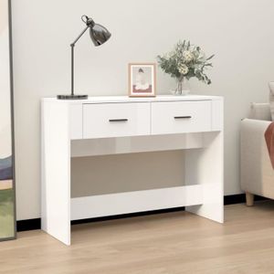 CONSOLE EXTENSIBLE Table console blanche brillante en bois d'ingénier