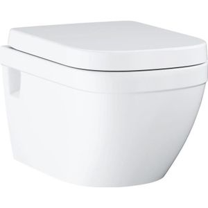 WC - TOILETTES GROHE Pack WC suspendu Euro Ceramic 39703000 -Abattant frein de chute-Volume de chasse 3/5L-Sans bride-Porcelaine vitrifiée-Blanc