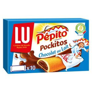 BISCUITS CHOCOLAT LOT DE 4 - LU - Pepito Pockitos Chocolat au Lait Biscuits barre fourrés - boîte de 10 sachets - 295 g