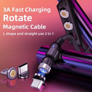 Pack De 2 Statik 360 Câble de Charge Magnétique 360 Et 180 Chargeur de  téléphone rotatif