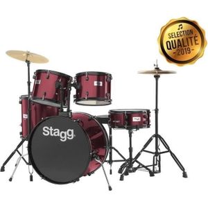 BATTERIE STAGG Kit Complet 5 futs Rouge + cymbales + access