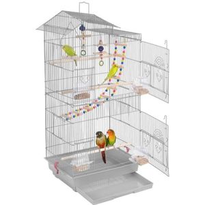 VOLIÈRE - CAGE OISEAU Cage Oiseaux Intérieur - 46 x 35,5 x 99 cm - avec 