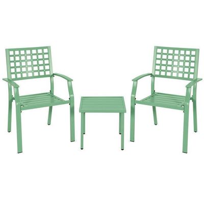 SPRINGOS Ensemble Meubles Jardin 2 Chaises + Table Ronde - Salon Extérieur Compact Noir