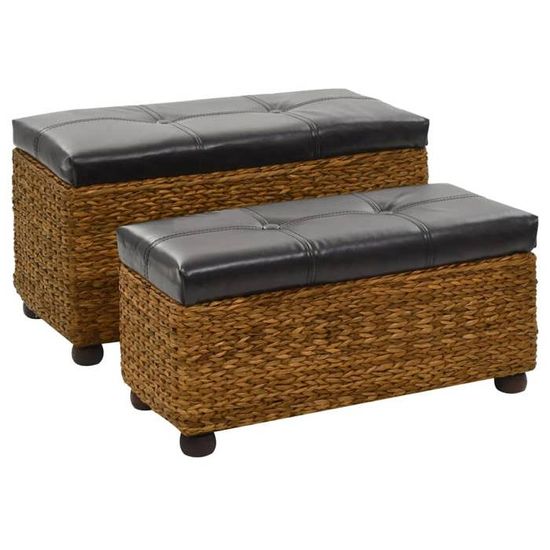 Ensemble de banc banquette 2 pièces jacinthe d'eau 85 x 40 x 45 cm