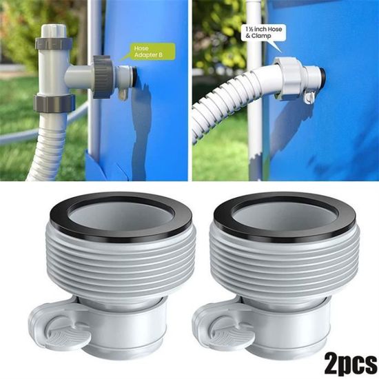 Tuyau Remplacement Piscine Hors Sol - 50mm - Lot 2 Pièces + Colliers Métal - Bleu - Pour Filtre