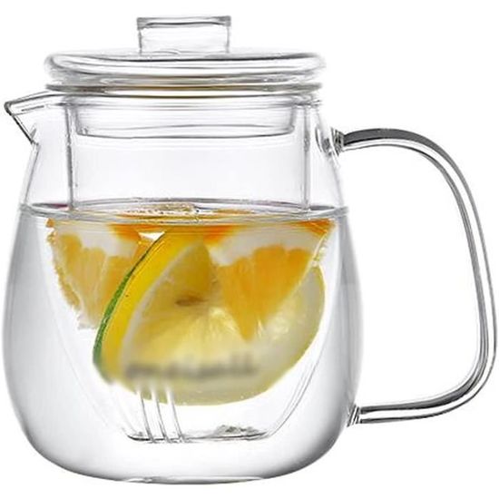 Pichet En Verre Borosilicate 1 Litre Avec Anse - Élégant Et Transparent - Pour Eau, Jus, Cocktails Ou Infusions