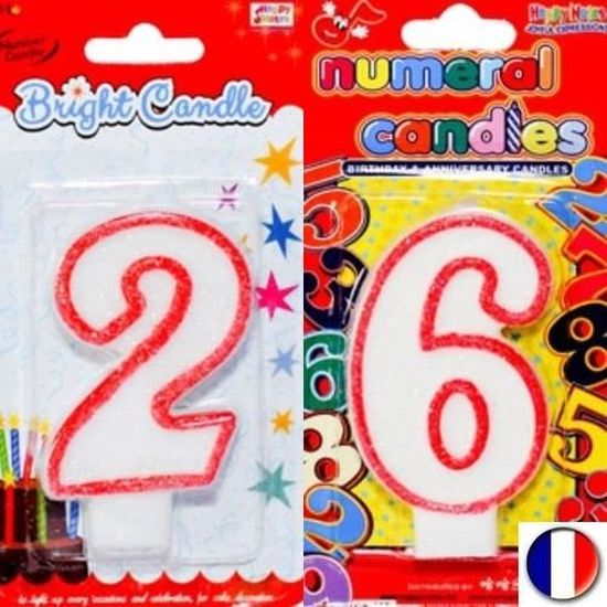 2 Bougies Pour Gateau D Anniversaire 7 Cm Chiffres 2 6 Nombres 26 Et 62 Ans Cdiscount Maison