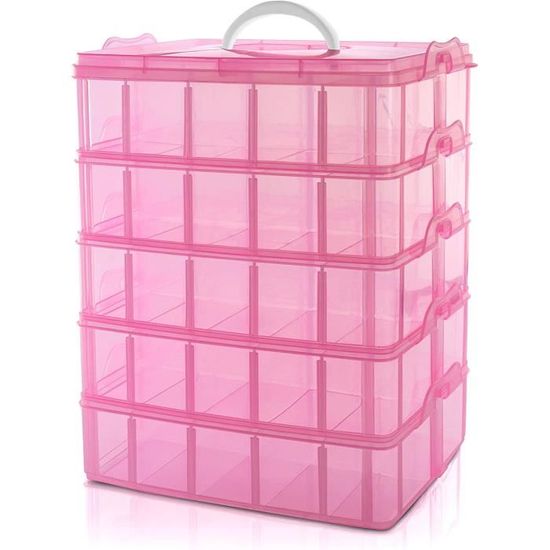 Belle Vous Boite De Rangement Rose 5 Niveaux Superposables En Plastique belle-vous-boite-de-rangement-rose-5-niveaux-superposables-en-plastique