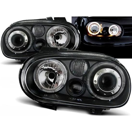 Paire de feux phares VW Golf 4 97-03 angel eyes noir