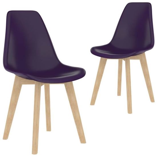 Joli & Mode 7425 - Lot de 2 Chaises de salle à manger Design Moderne Ensemble de chaises Chaise de salon Violet Plastique