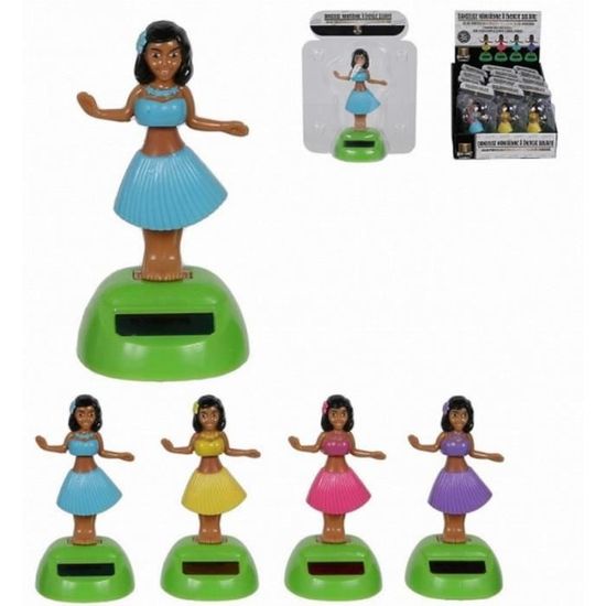 Figurine Solaire Animée Pour Tableau De Bord Voiture - Fille Hawaii, 10x5cm, étanche, Décoration Bureau Ou Véhicule