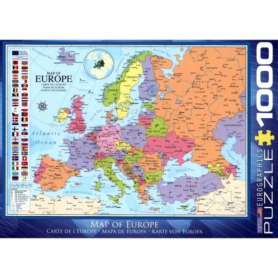 Puzzle Map of Europe - 1000 pièces - EUROGRAPHICS - Voyage et cartes - Adulte - Multicolore