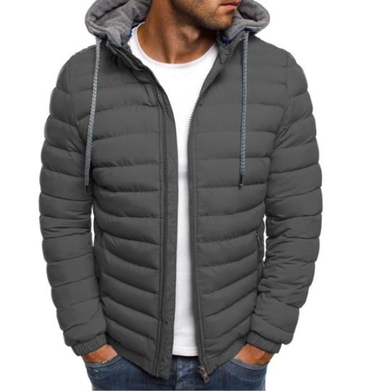 Doudoune Homme Longue Hiver – Parka Matelassée Épaisse Chaud Col Montant – Manteau Coupe-Vent Résistant Froid – Noir XXL