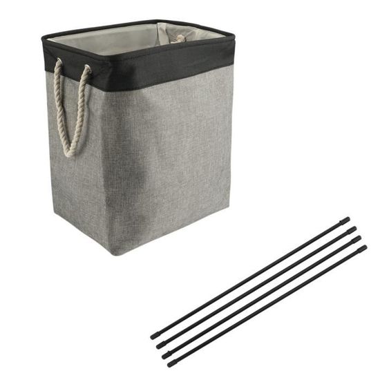 Cotton Linen Folding Laundry Hamper with Support Rod Laundry Basket
