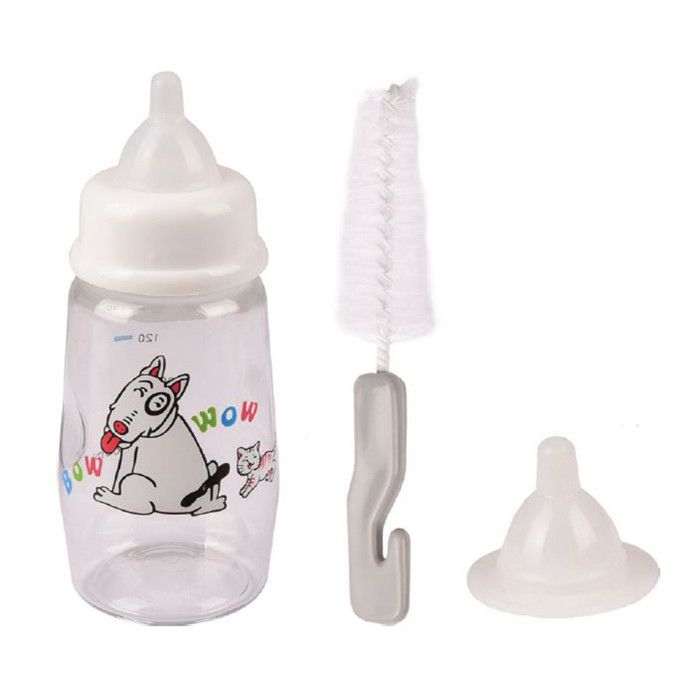 biberon 140 ml avec accessoire AKELA  pour chien ou chat - Flamingo